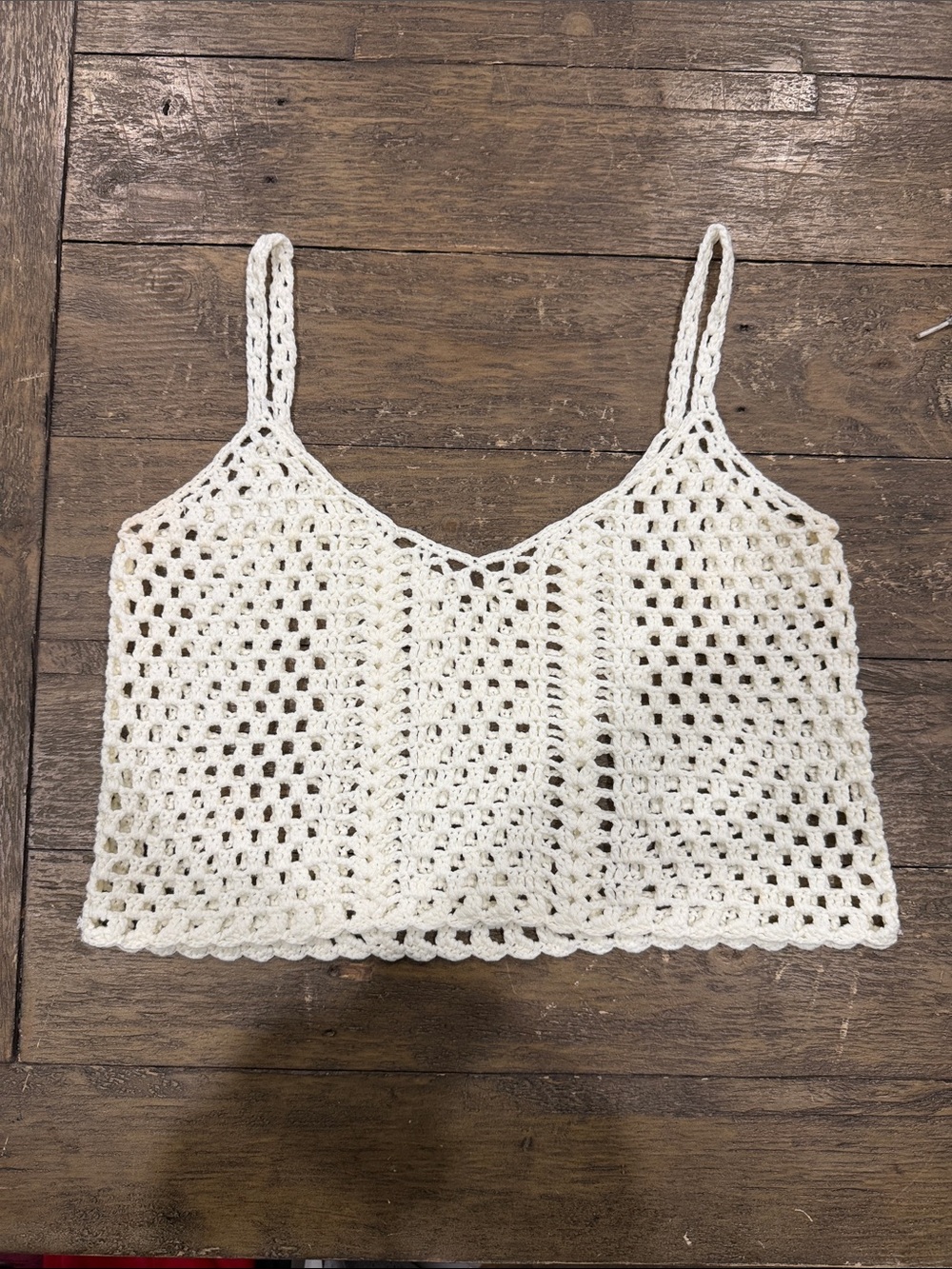Cream Crochet Cropped Camisole Top